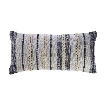 LR RESOURCES LR Resources PILLO07416NVWESPL 28 x 14 in. Braided Contemporary Throw Pillow; Navy & White PILLO07416NVWESPL